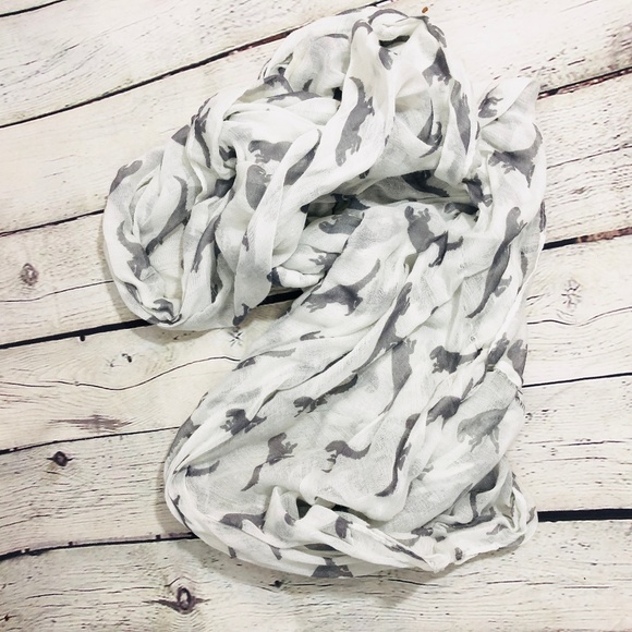 Accessories - $ Dinosaur Print Infinity Scarf Wrap White